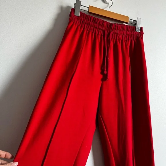 ZARA Red Track Pants Joggers Size S - Picture 2 of 12